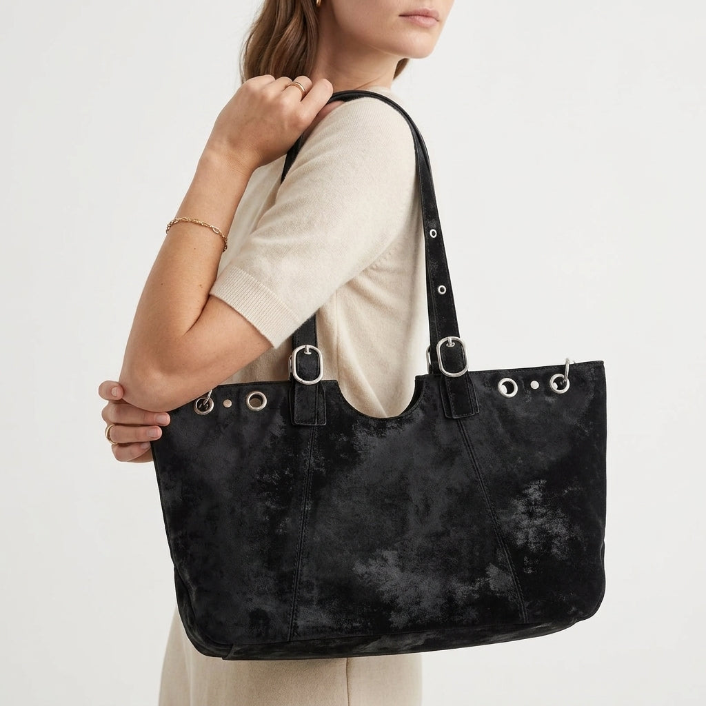 Raven - Bolso Tote Grande de Mujer en ante efecto envejecido - CARMEN VELVET