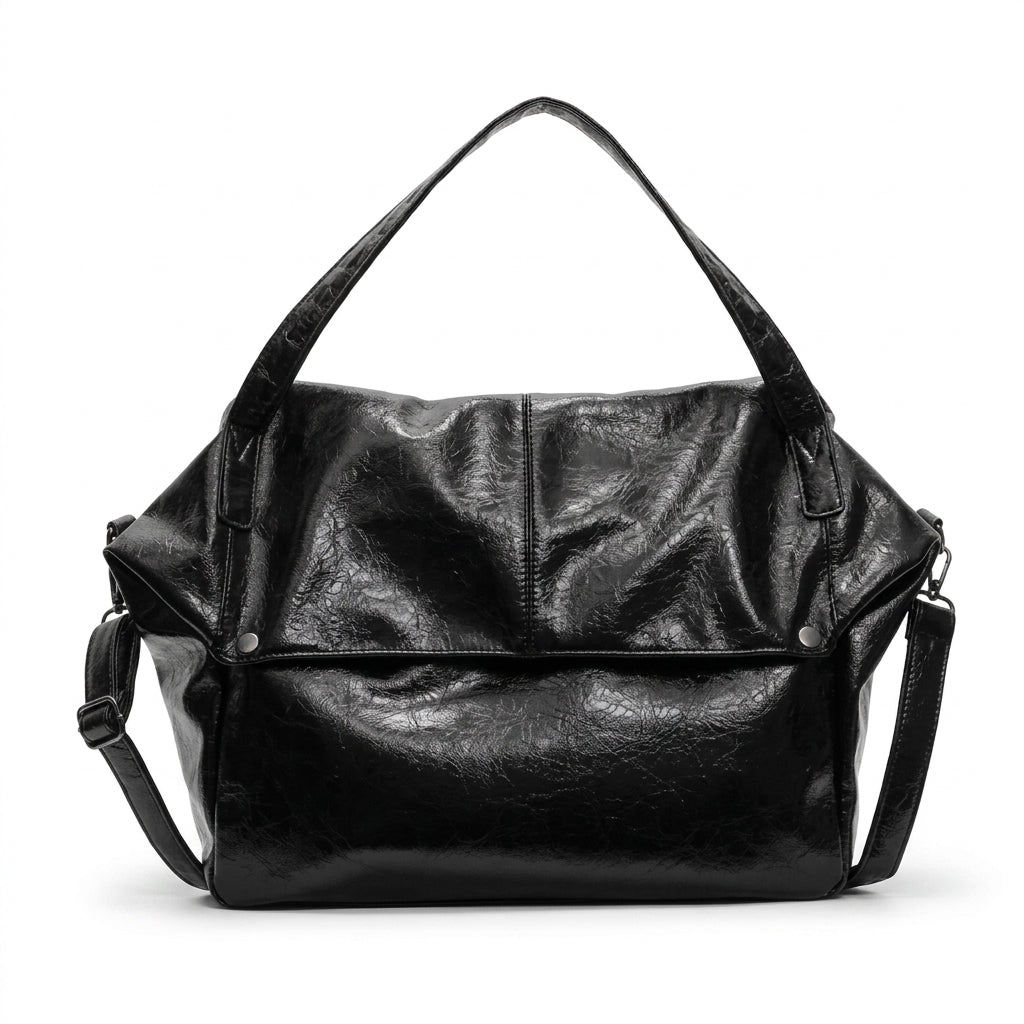 Noa - Bolso para el Día a Día para llevar hombro brillante - Negro - CARMEN VELVET