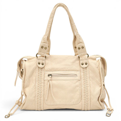 RAQUEL - Bolso Bandolera para el Día a Día en cuero estructurado - Beige - CARMEN VELVET