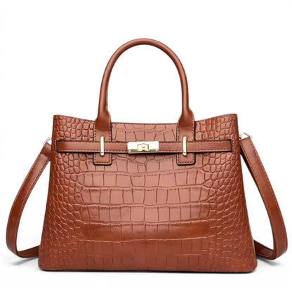 HÉBÉ - Bolso Grande efecto croco con bandolera - Marrón - CARMEN VELVET