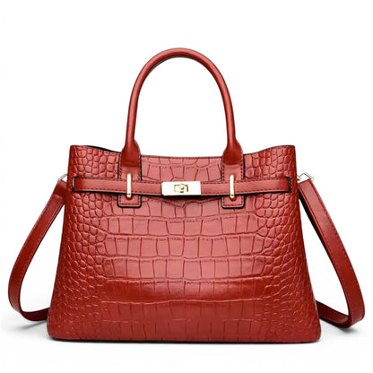 HÉBÉ - Bolso Grande efecto croco con bandolera - Rojo - CARMEN VELVET