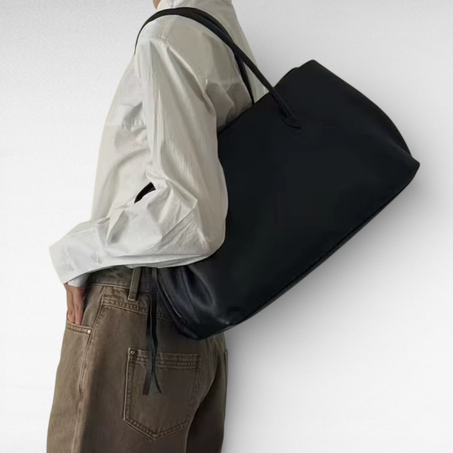LEATY - Bolso Grande en cuero auténtico - CARMEN VELVET