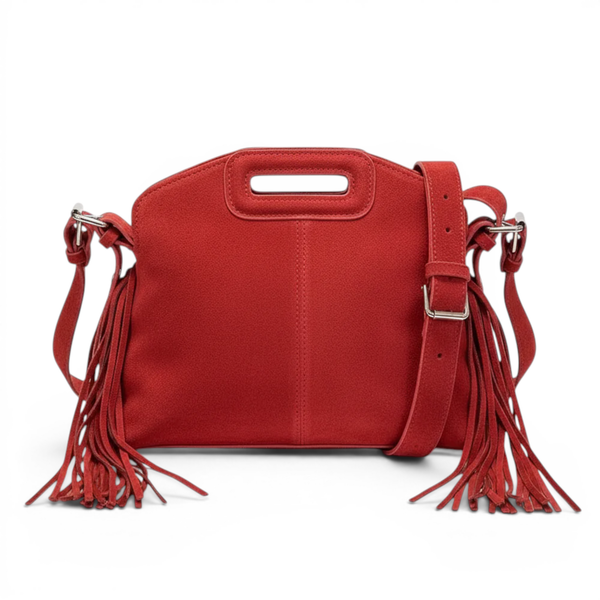 Sélya - Bolso Pequeño de mujer flecos bohemio Chic - Rojo - CARMEN VELVET