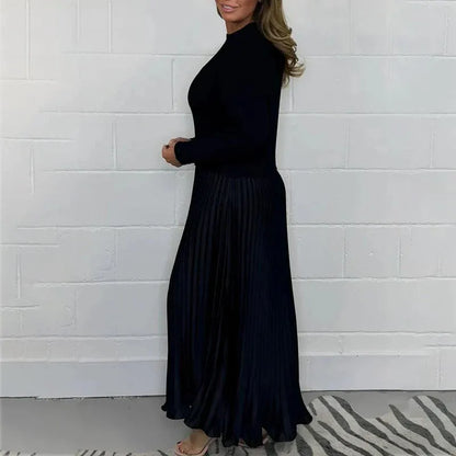 Violeta - Vestido largo con jersey y falda plisada