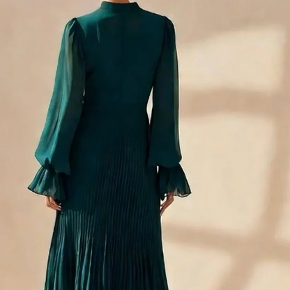 Elena - Vestido elegante con escote ojo de cerradura y volantes