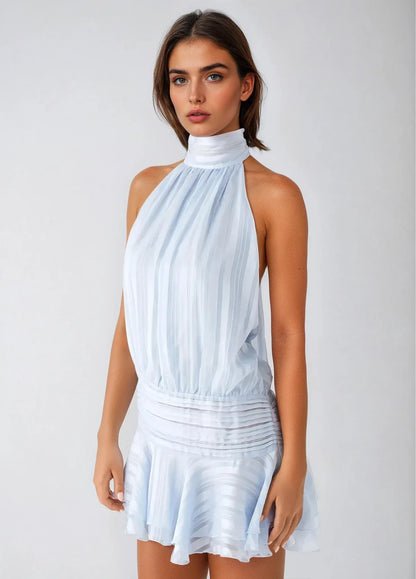 Valeria - Mini vestido de estilo diario con escote halter