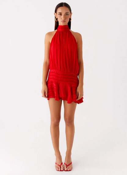 Valeria - Mini vestido de estilo diario con escote halter