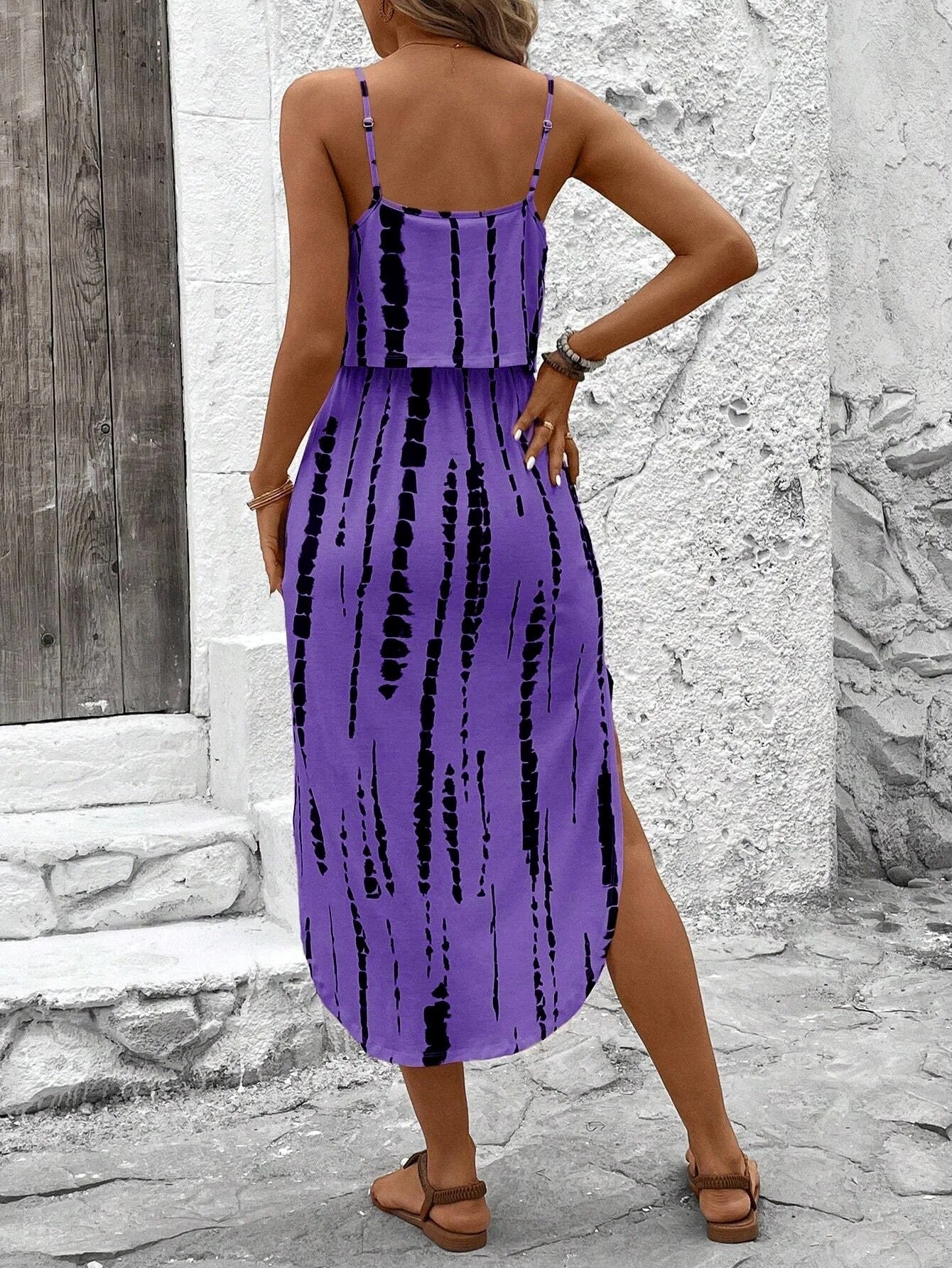 Candela - Vestido midi motivo con tirantes finos