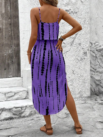 Candela - Vestido midi motivo con tirantes finos