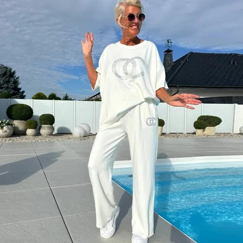 Nora - Conjunto de dos piezas con top y pantalón de corte relajado