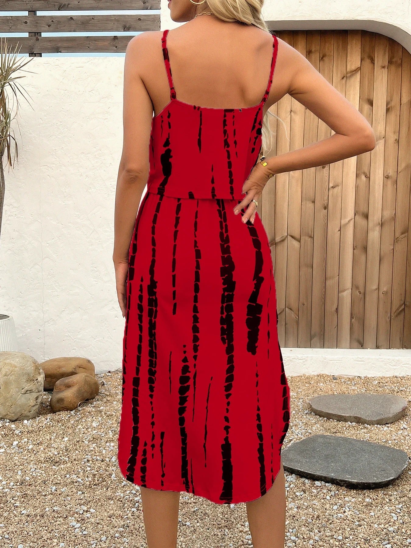 Candela - Vestido midi motivo con tirantes finos