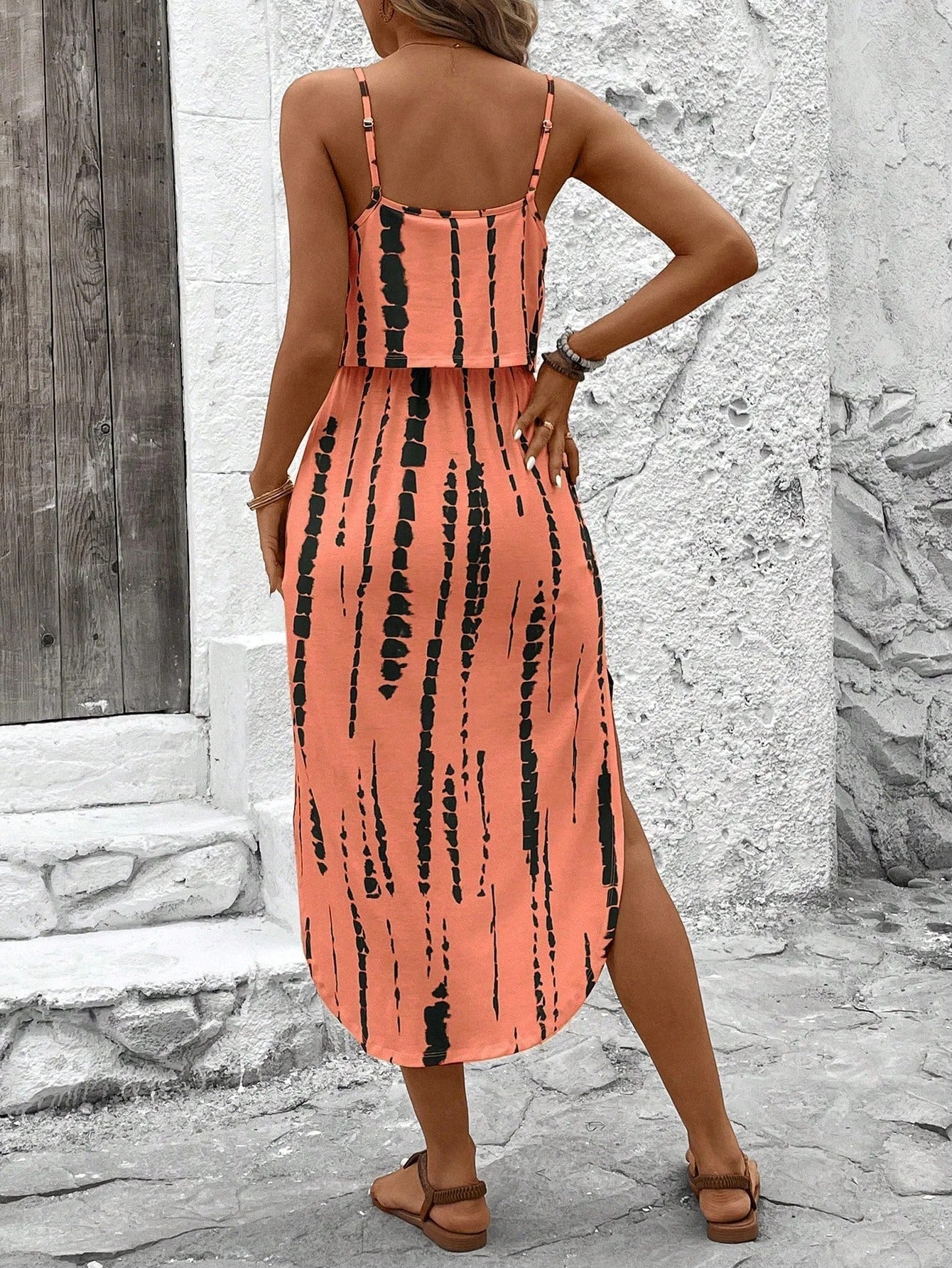 Candela - Vestido midi motivo con tirantes finos