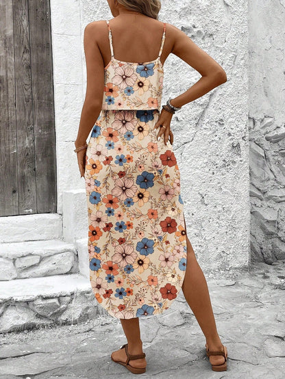 Candela - Vestido midi motivo con tirantes finos