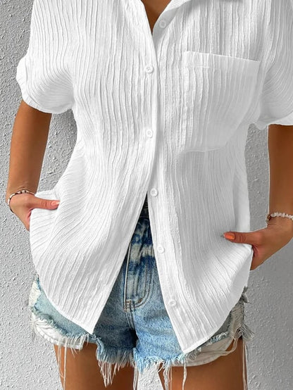 Carla - Blusa de estilo diario suelta con botones