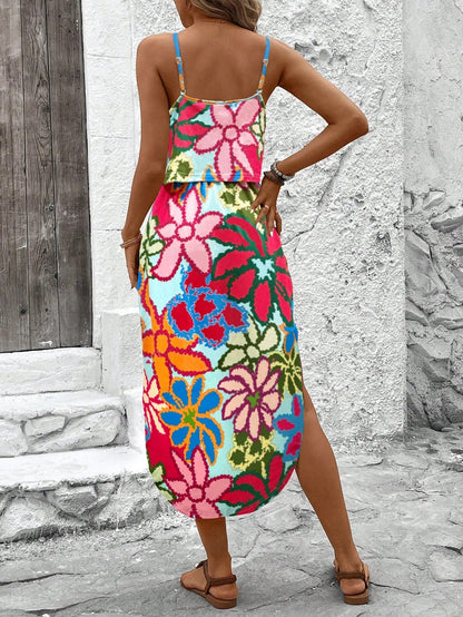 Candela - Vestido midi motivo con tirantes finos