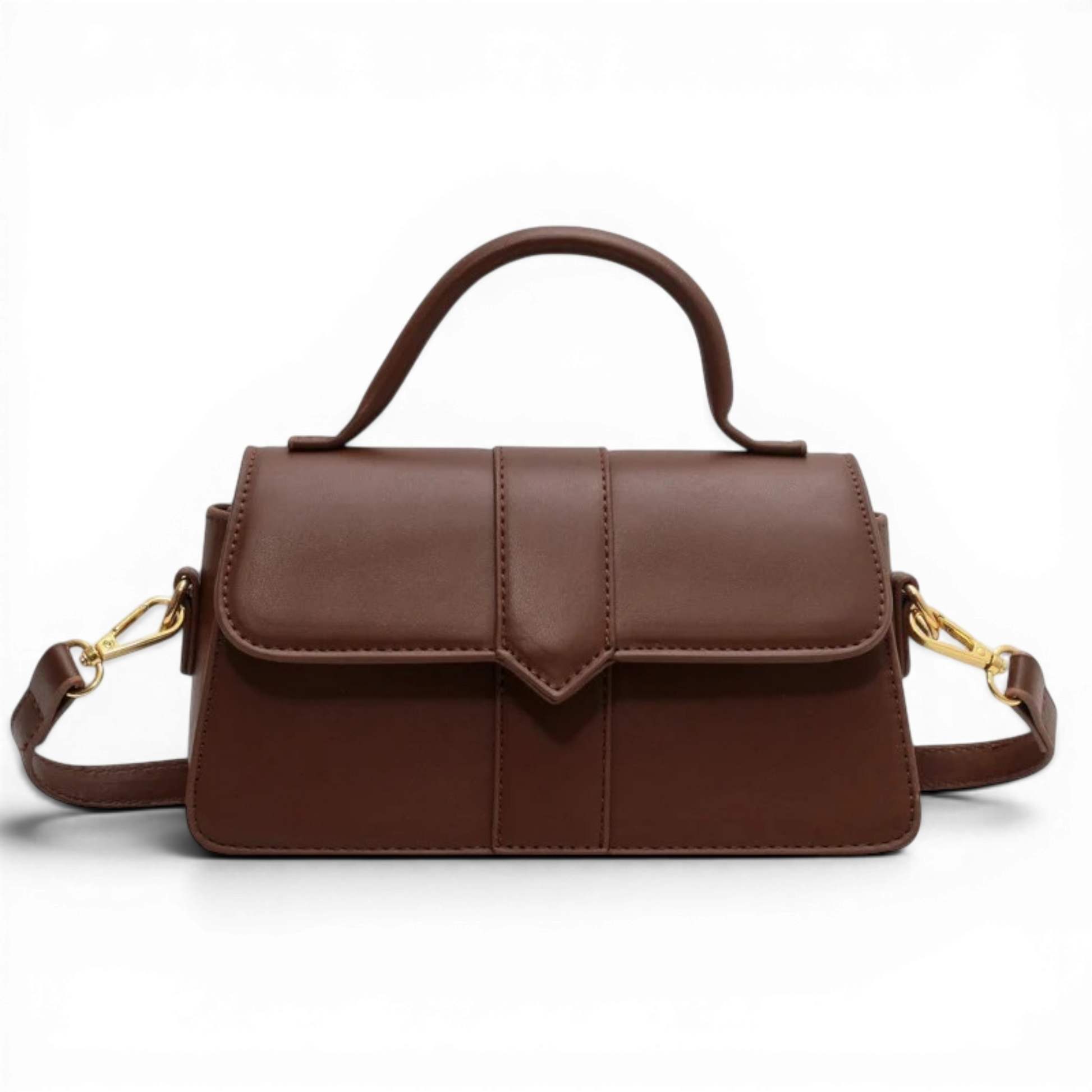 AMA - Bolso Pequeño en cuero liso - Marrón - CARMEN VELVET