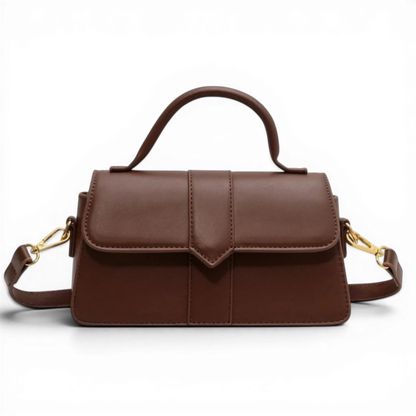 AMA - Bolso Pequeño en cuero liso - Marrón - CARMEN VELVET