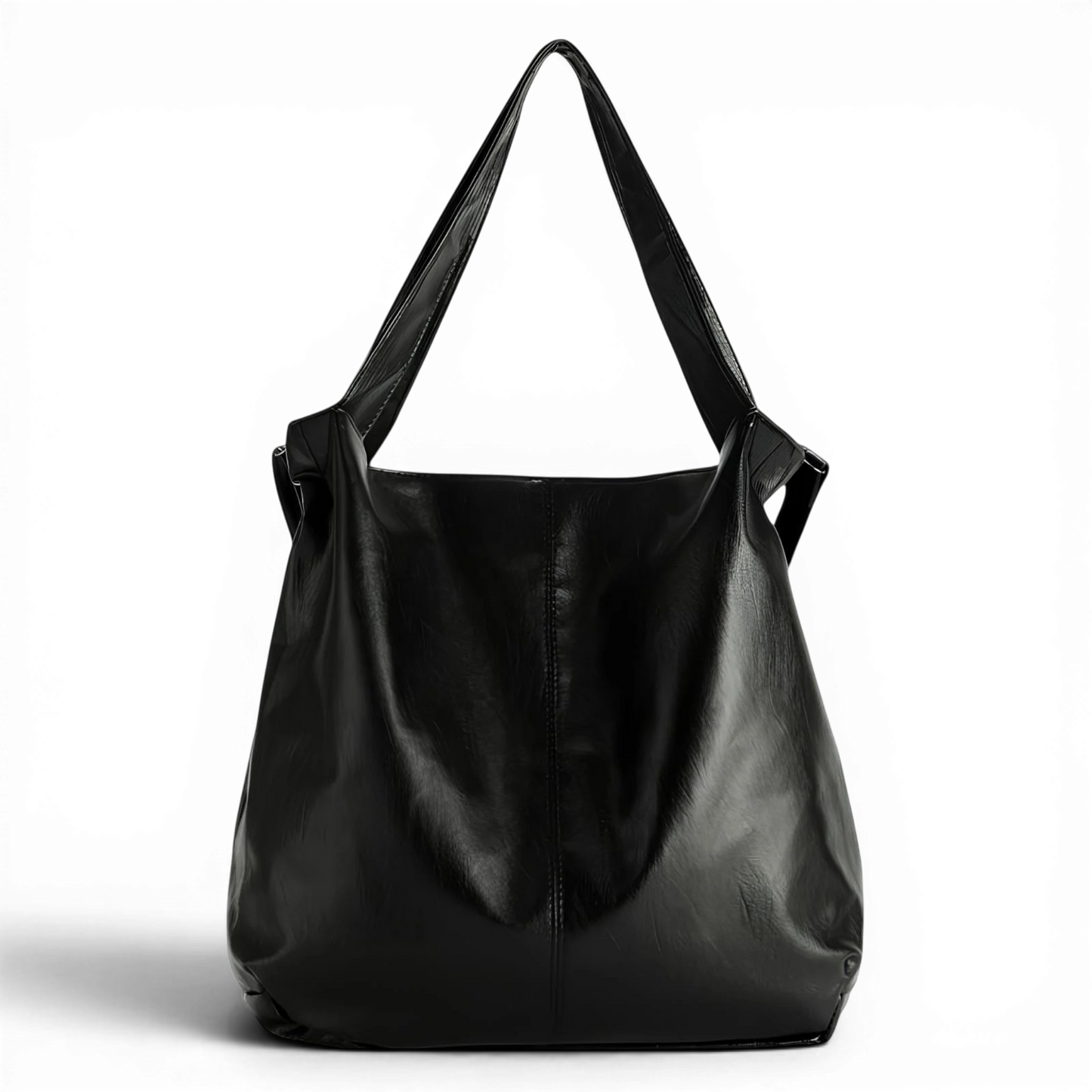CANDICE - Bolso Bandolera Grande en cuero suave - Negro - CARMEN VELVET