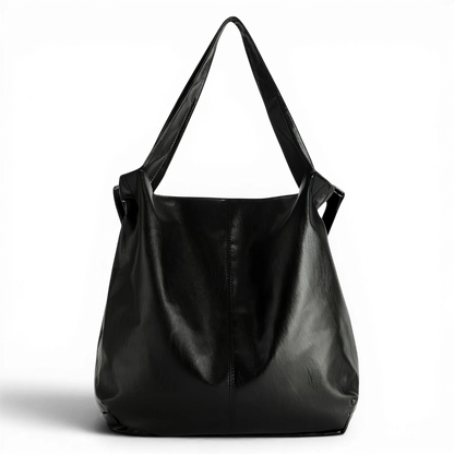 CANDICE - Bolso Bandolera Grande en cuero suave - Negro - CARMEN VELVET