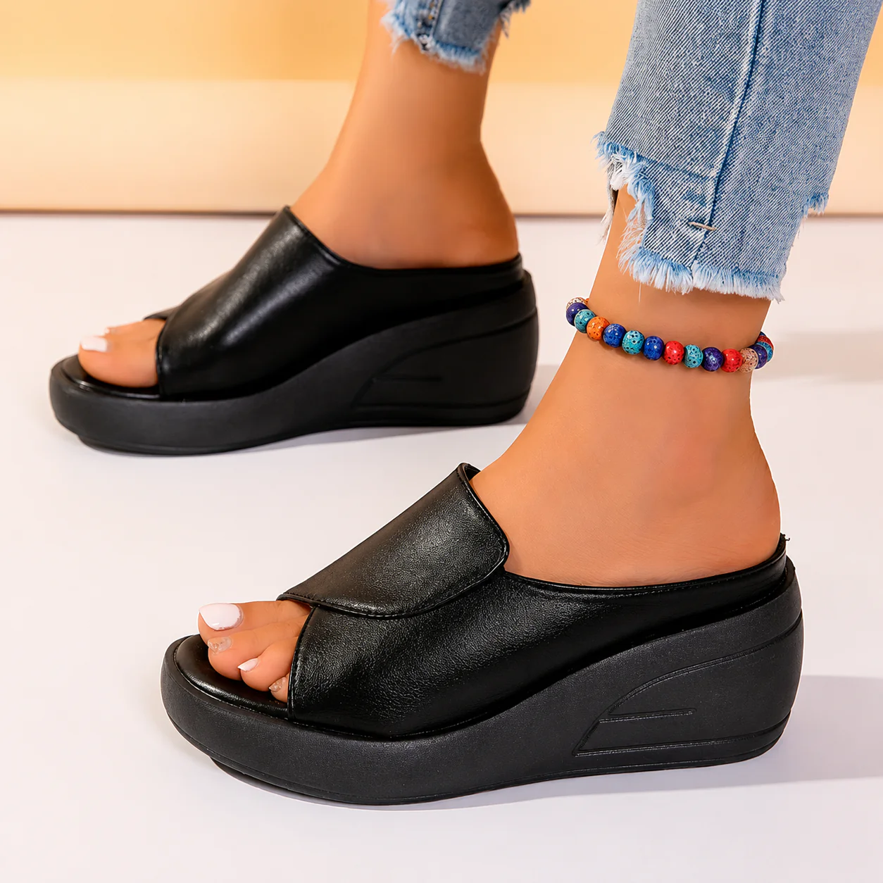 Laura - Sandalias de confort ergonómico de cuña sin cierre