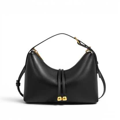 Laufey - Bolso Hobo de Mujer en cuero liso - Negro - CARMEN VELVET