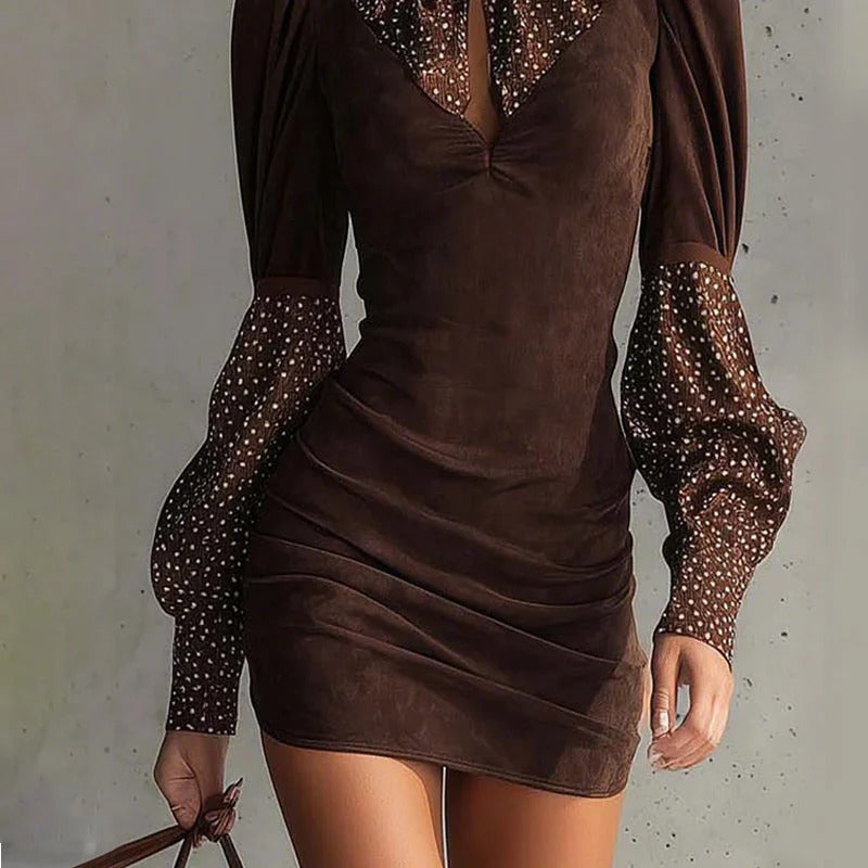 Luisa - Minivestido elegante con contrastes de lunares
