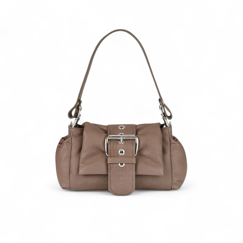 HAZEL - Bolso Pequeño en cuero con hebilla - Caqui - CARMEN VELVET