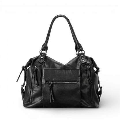 LESTER - Bolso Grande multibolsillos en cuero - Negro - CARMEN VELVET