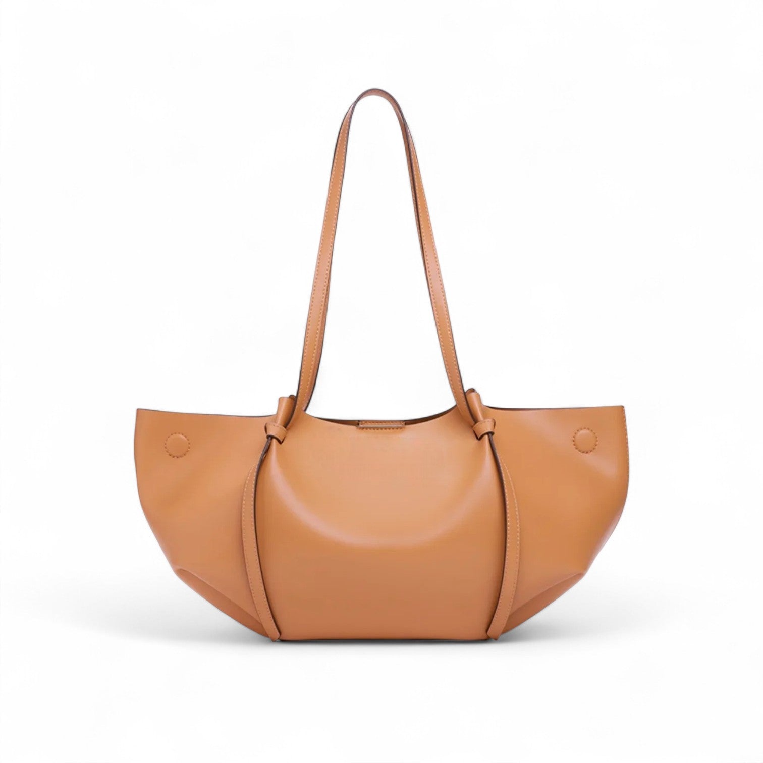 ANAE - Bolso en cuero liso elegante - Marrón Claro - CARMEN VELVET