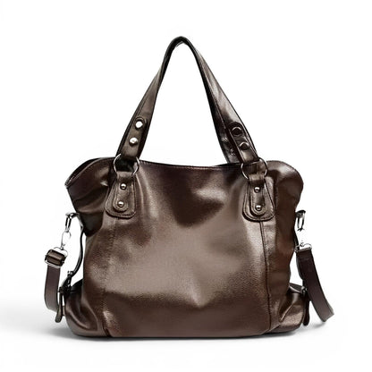 HÉRA - Bolso Grande en cuero suave negro - Café - CARMEN VELVET