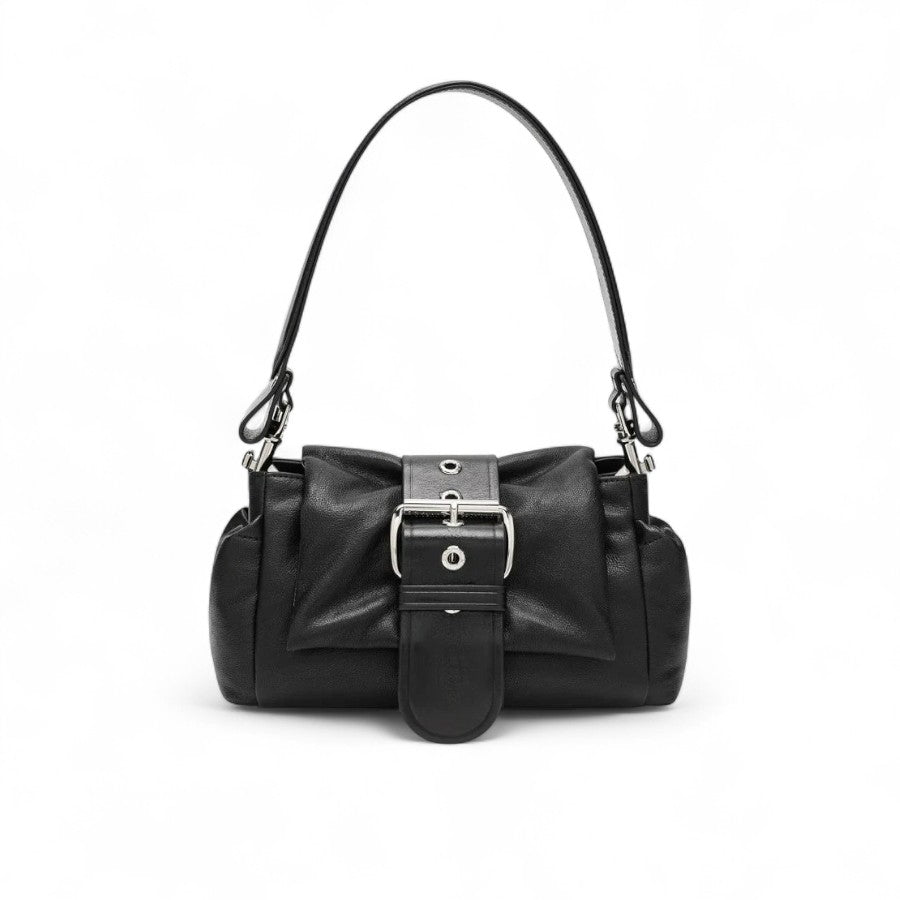HAZEL - Bolso Pequeño en cuero con hebilla - Negro - CARMEN VELVET