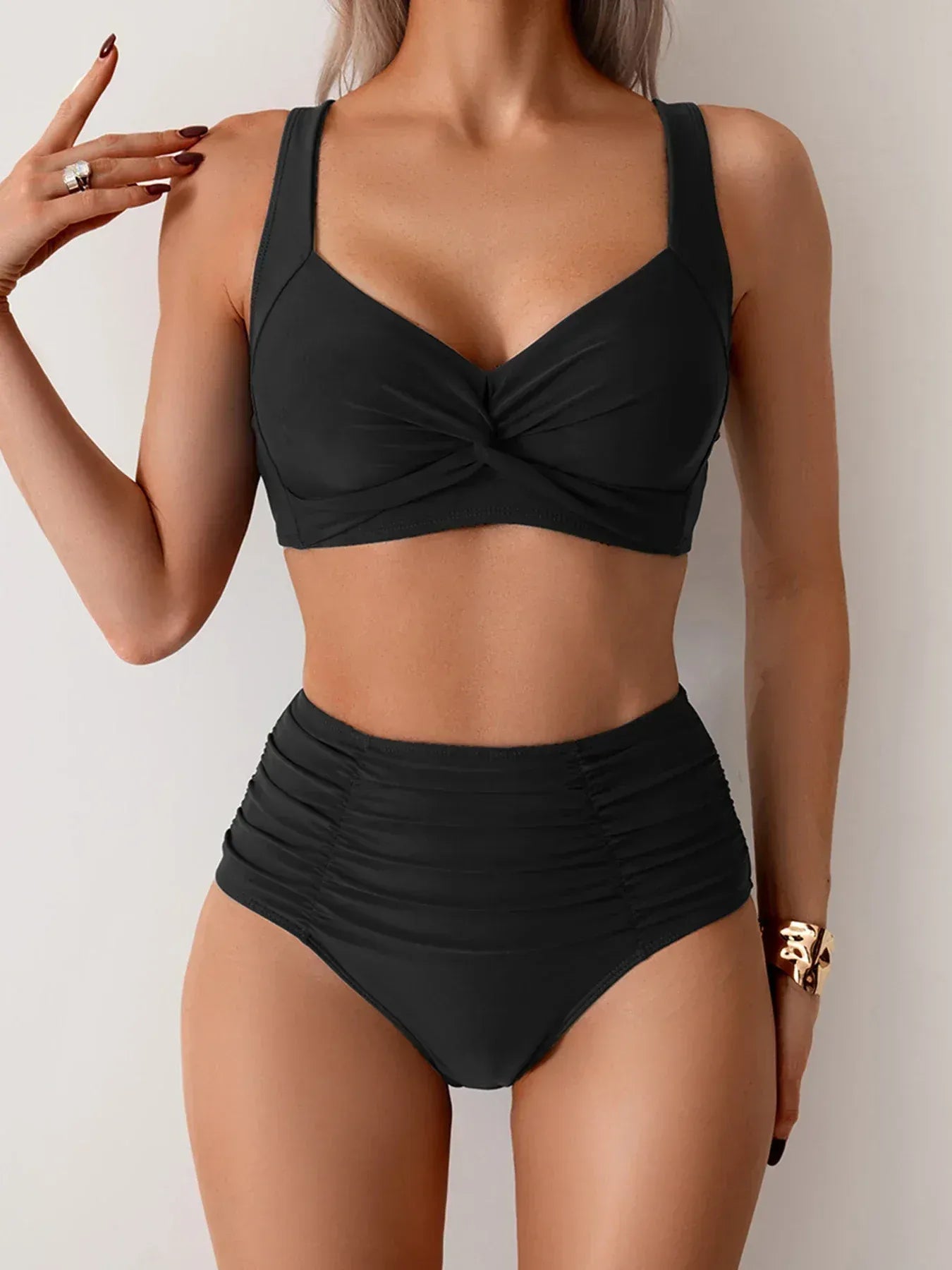 RICA - Bikini con escote envolvente y talle alto