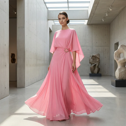 Alicia - Conjunto elegante con mangas capa y pantalón de caída ligera