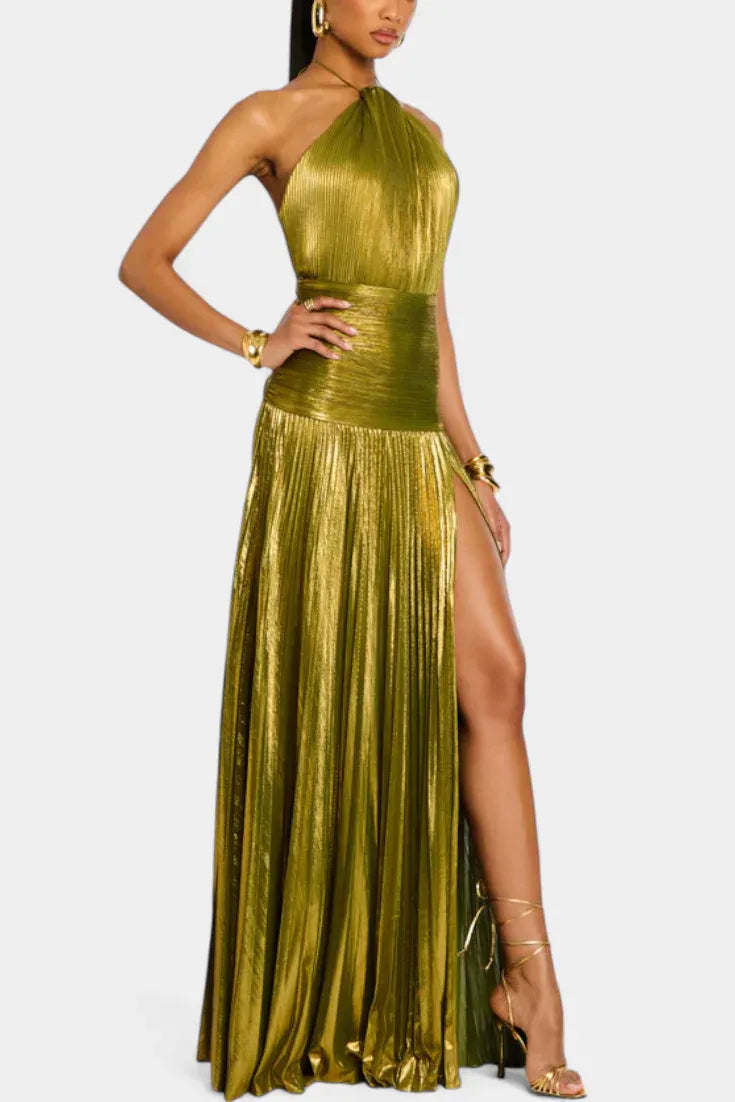 Celira - Vestido metalizado con espalda descubierta