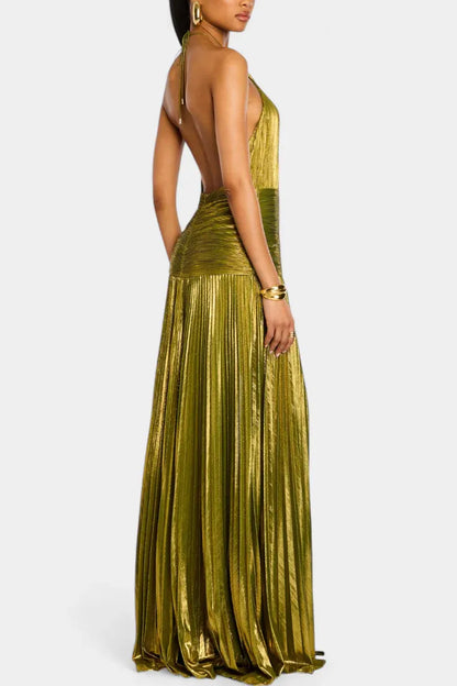 Celira - Vestido metalizado con espalda descubierta