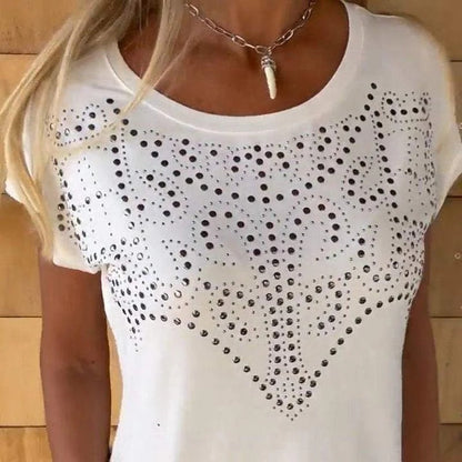 Gloria - Camiseta con detalle brillante y flecos