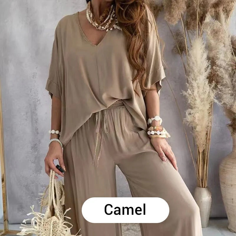 Leire - Conjunto de estilo diario de corte relajado de color liso