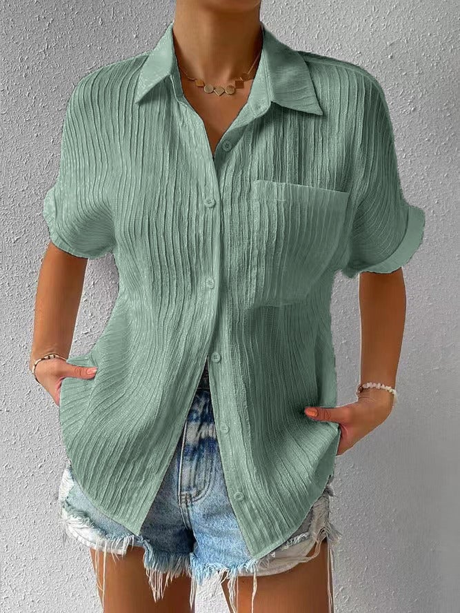 Carla - Blusa de estilo diario suelta con botones