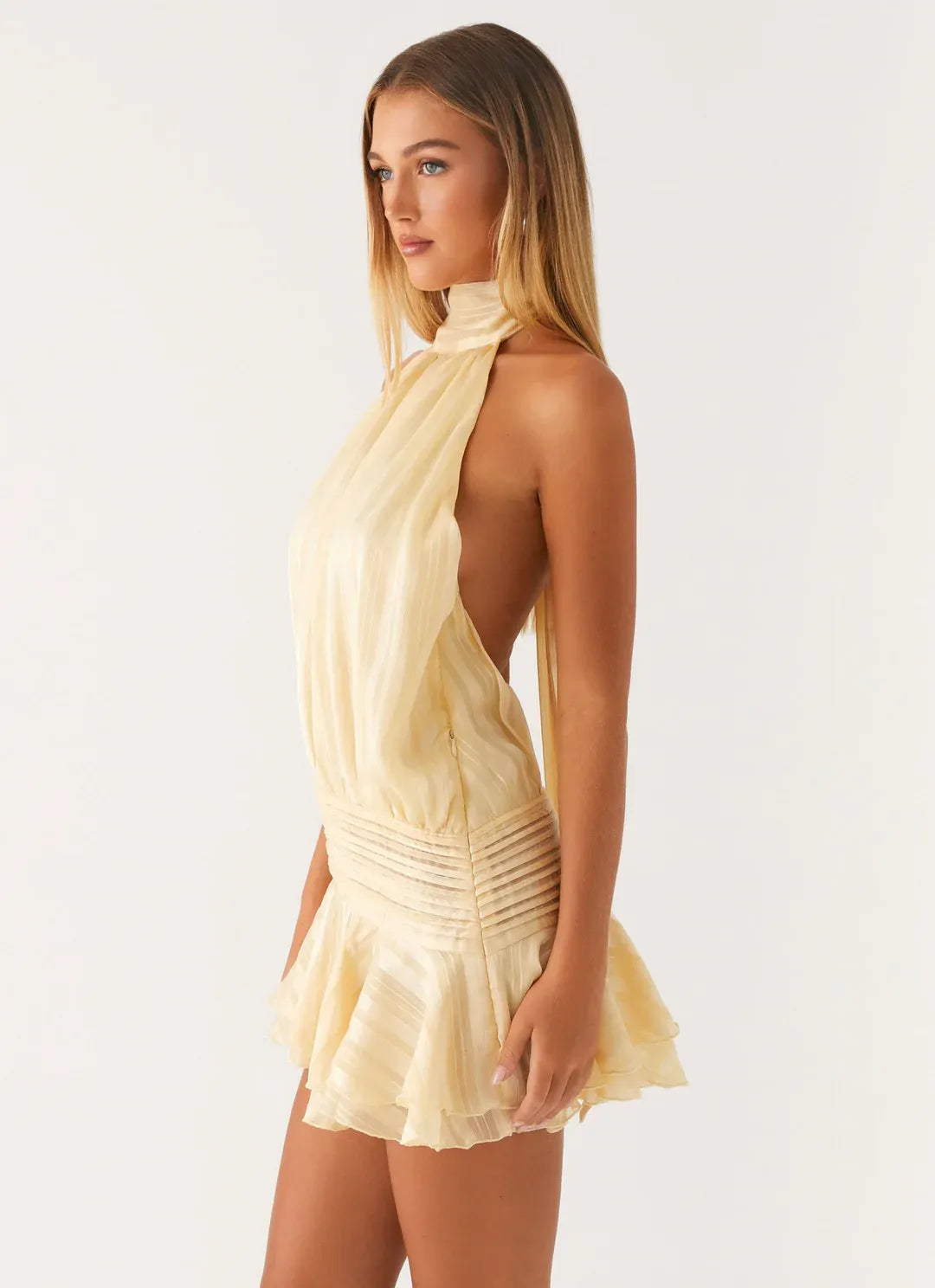 Valeria - Mini vestido de estilo diario con escote halter