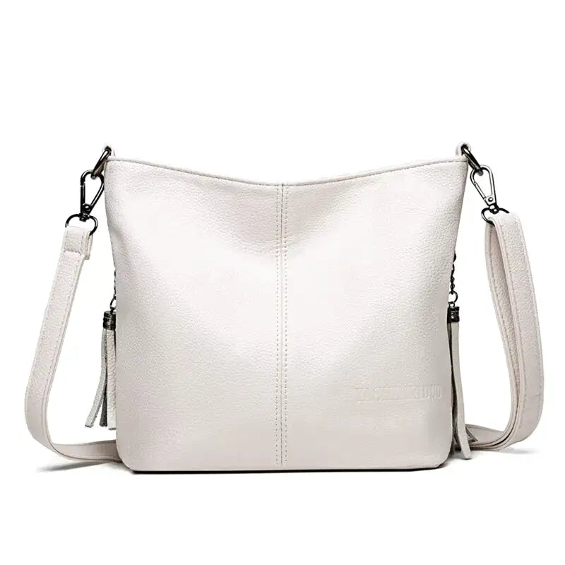 IVETTE - Bolso Bandolera en cuero estructurado - Blanco - CARMEN VELVET