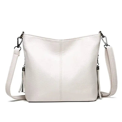 IVETTE - Bolso Bandolera en cuero estructurado - Blanco - CARMEN VELVET