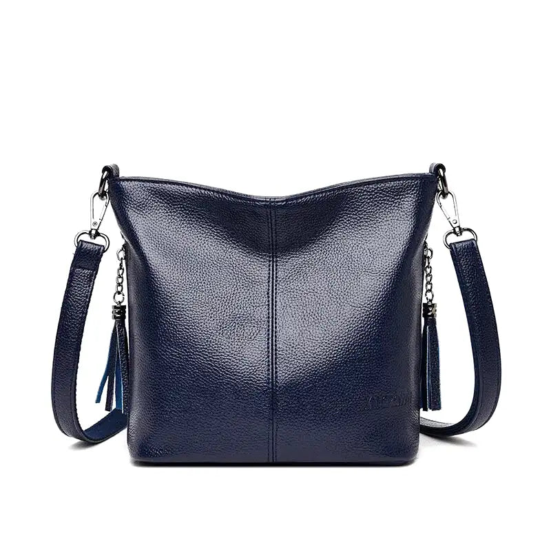 IVETTE - Bolso Bandolera en cuero estructurado - Azul - CARMEN VELVET