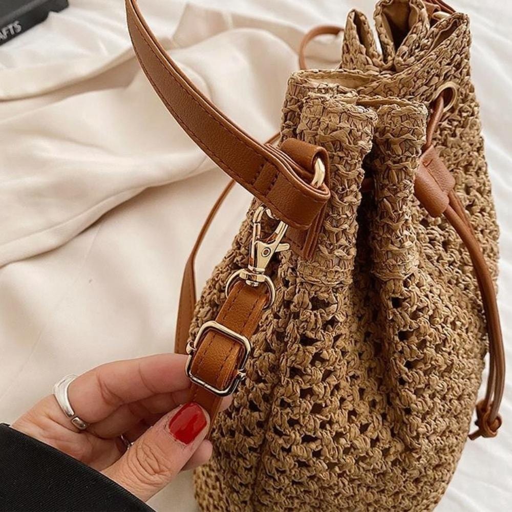 Amira - Sac seau en paille avec cordon — image 7