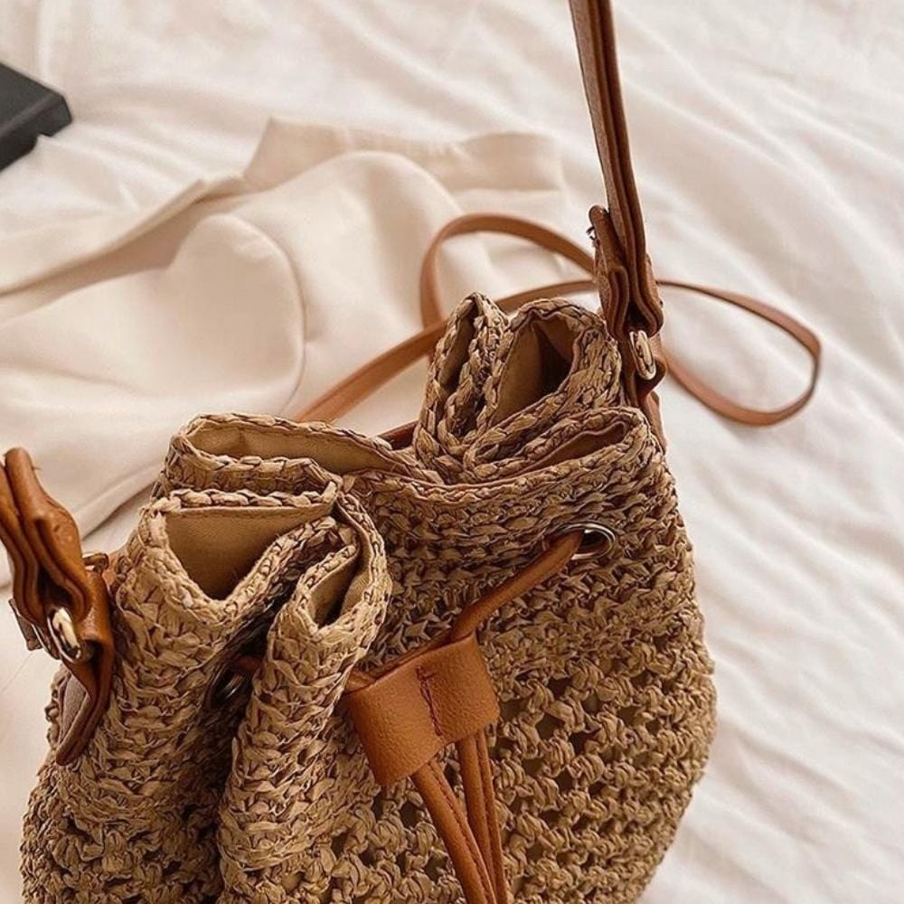 Amira - Sac seau en paille avec cordon — image 6