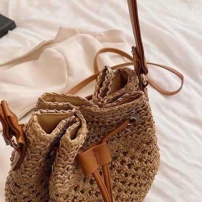 Amira - Sac seau en paille avec cordon — image 6