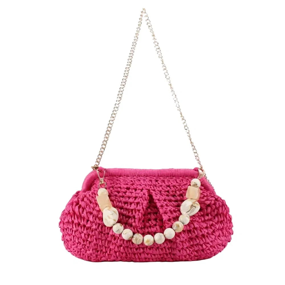Aitana - Sac en paille avec coquillages et chaîne — image 9