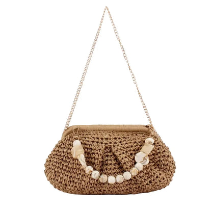 Aitana - Sac en paille avec coquillages et chaîne — image 7
