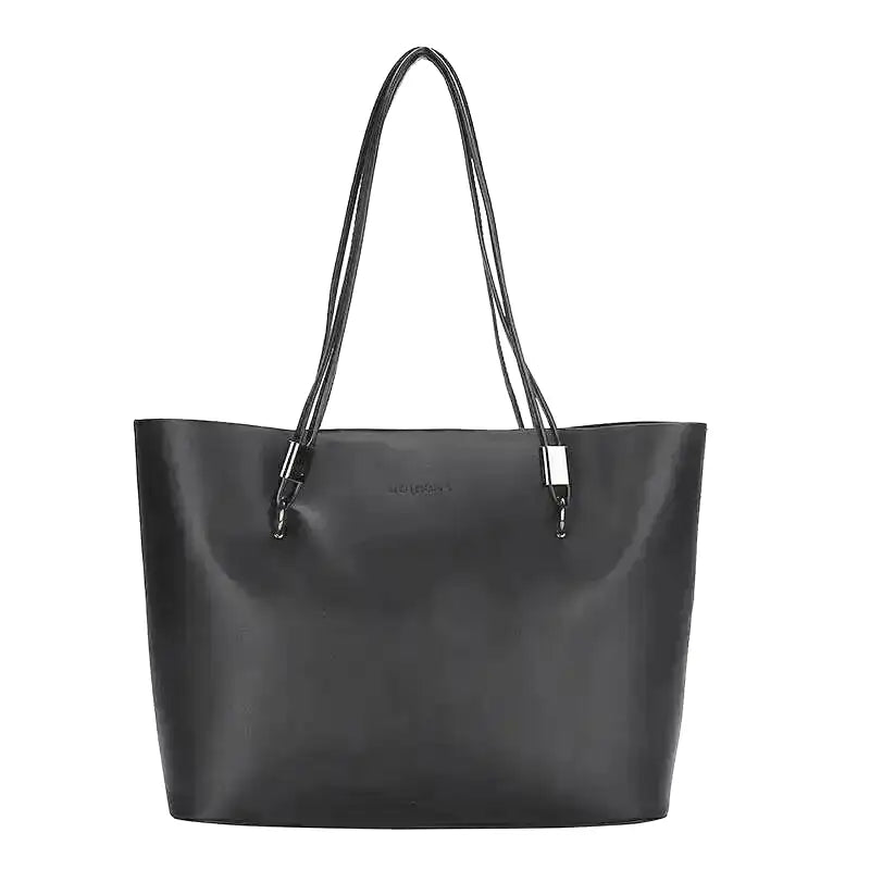 LÉA - Bolso Grande cuero suave tote - Negro - CARMEN VELVET