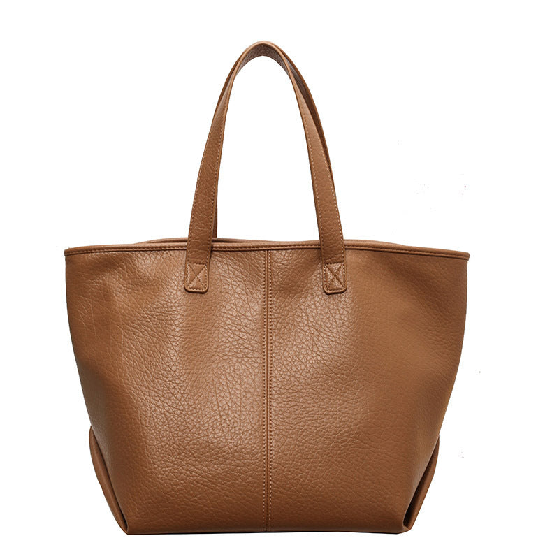 NALA - Bolso Tote Grande de tendencia en cuero - Marrón - CARMEN VELVET
