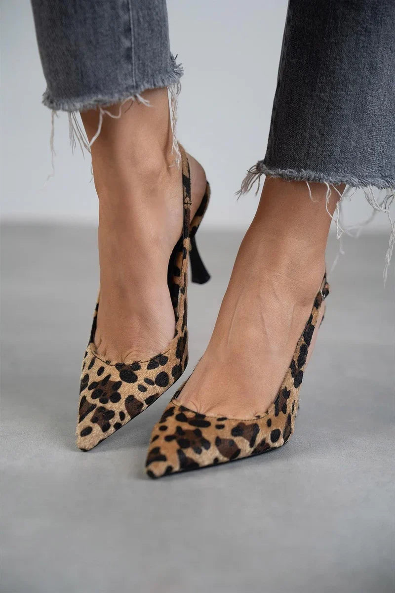 Clara - Zapatos de tacón de leopardo con punta afilada